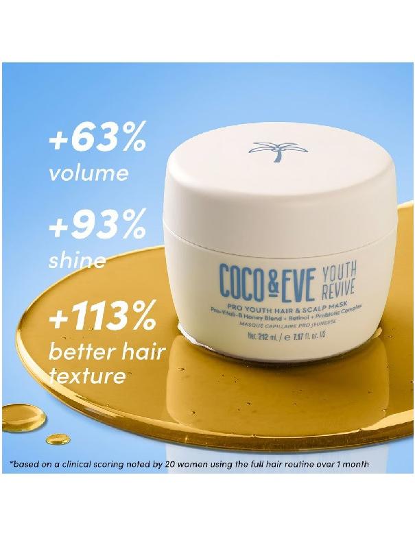 Masque cheveux et cuir chevelu Youth Revive Pro Youth de Coco & Eve - 212 ml