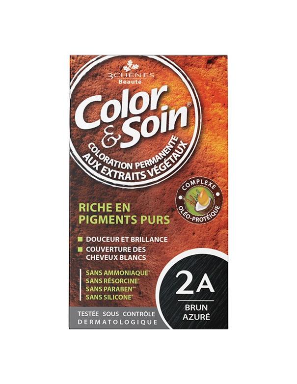 COLOR & SOIN Kit de coloration capillaire naturelle sans ammoniaque - 2A Bleu Noir