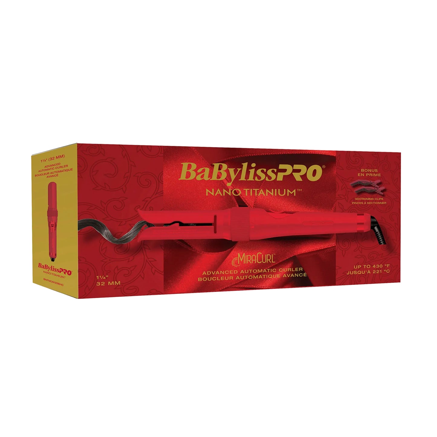 BabylissPro Nano Titanium MiraCurl Automatic Curler 1-1-4 Red
