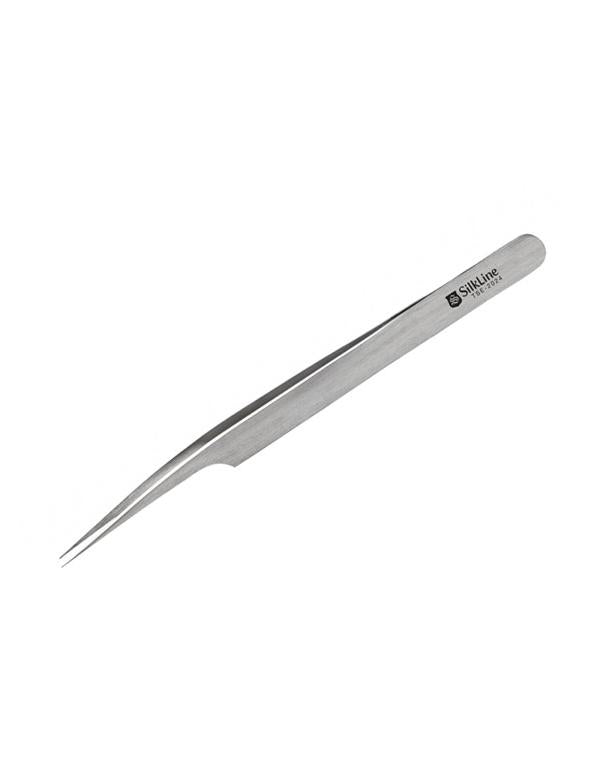 Pince à épiler coudée de précision pour extensions de cils Silkline