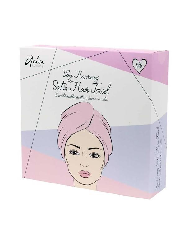 Serviette à cheveux en satin rose très nécessaire Aria