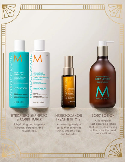 Coffret cadeau hydratation cheveux Moroccanoil pour les fêtes