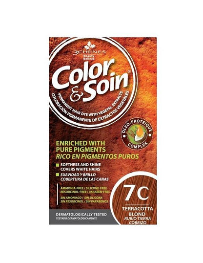 COLOR &amp; SOIN Kit de coloration capillaire naturelle sans ammoniaque - Blond terre cuite 7C