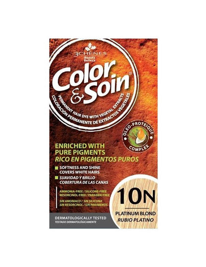 COLOR &amp; SOIN Kit de coloration capillaire naturelle sans ammoniaque - Blond Platine 10N