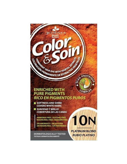 COLOR &amp; SOIN Kit de coloration capillaire naturelle sans ammoniaque - Blond Platine 10N