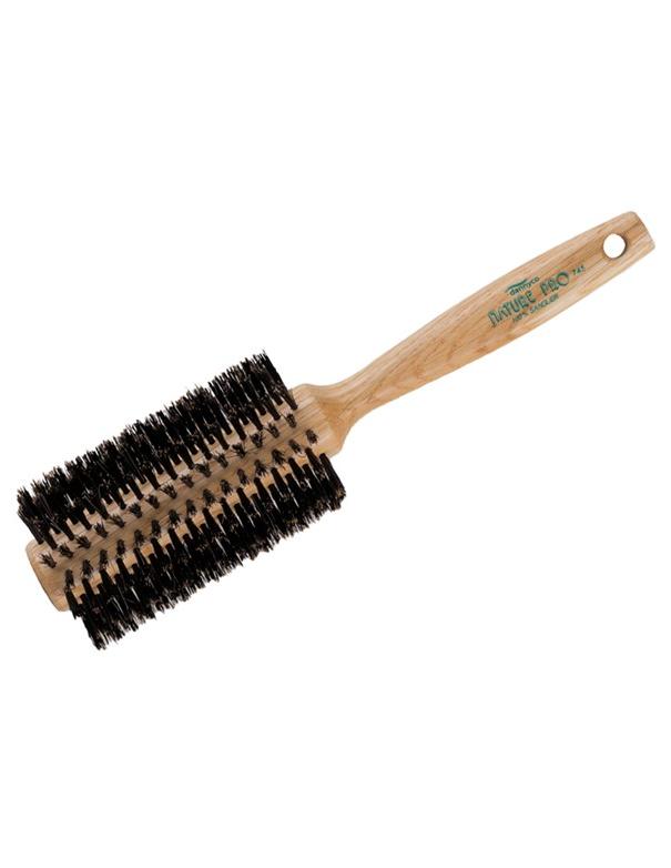 Brosse circulaire en bois de chêne Dannyco Nature Pro avec poils de sanglier extra-large
