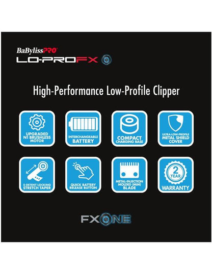 Tondeuse à cheveux BabylissPro Fxone Lo-profx haute performance à profil bas, argentée