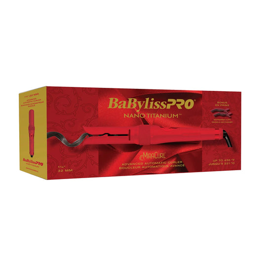 BabylissPro Nano Titanium MiraCurl Automatic Curler 1-1-4 Red