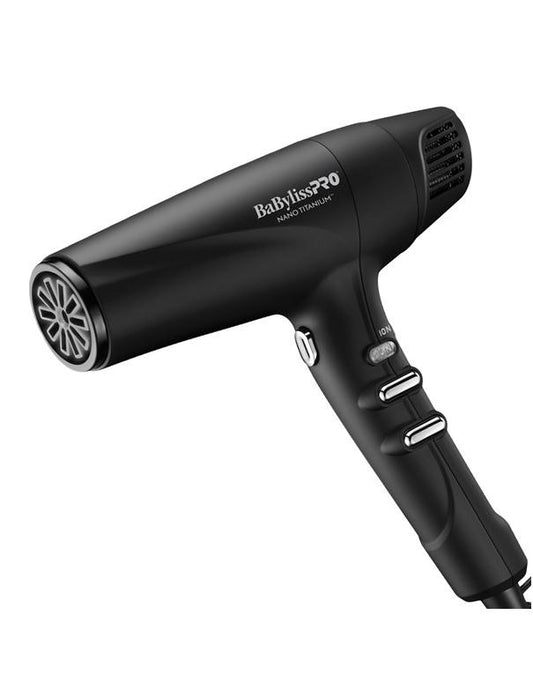 Sèche-cheveux ionique double haute vitesse BabylissPro Nano Titanium, noir