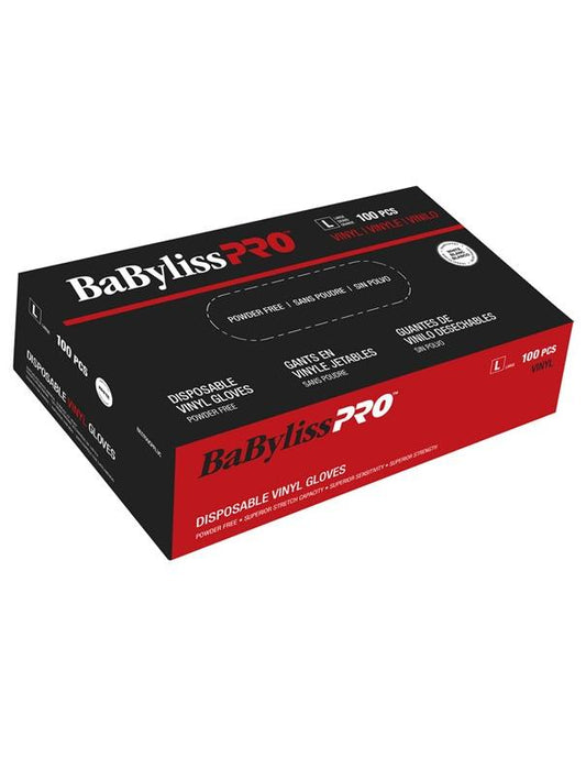 Gants jetables en vinyle BabylissPro, taille L, blancs