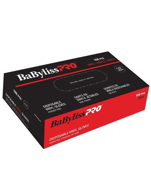 Gants jetables en vinyle BabylissPro, taille M, noirs