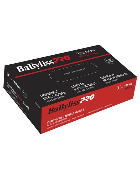 Gants jetables en nitrile BabylissPro, taille L, noirs