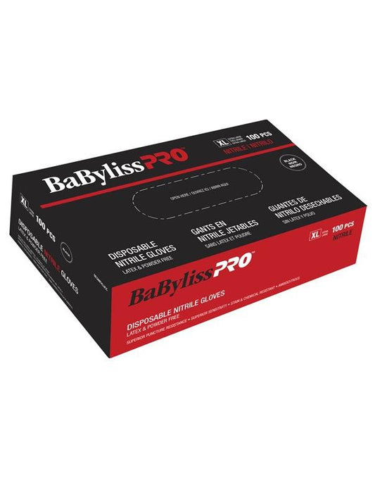 Gants jetables en nitrile BabylissPro, extra-larges, noirs