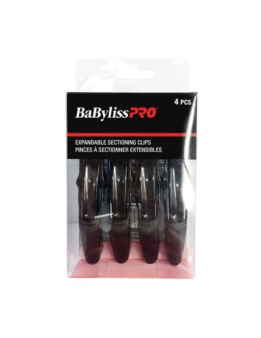 Pinces de séparation extensibles BaBylissPro noires, 4 pièces