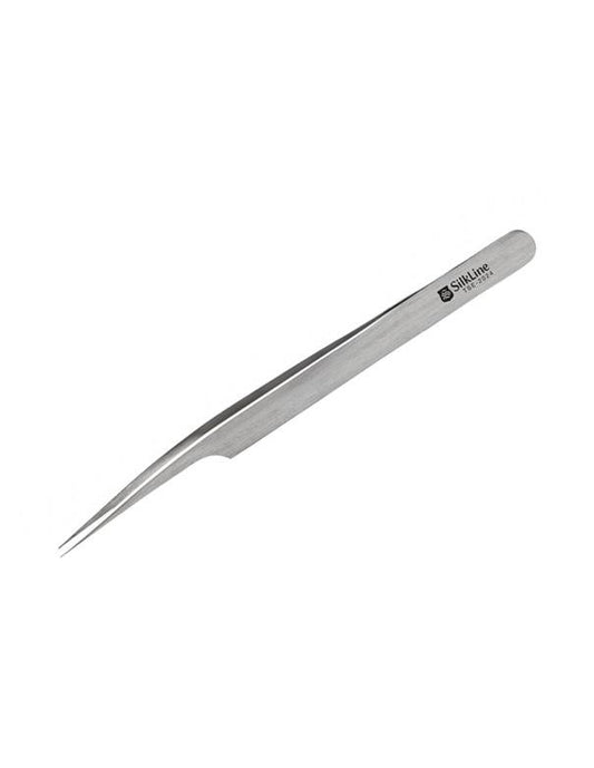 Pince à épiler coudée de précision pour extensions de cils Silkline
