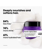 L'Oreal Keratin Alpha Sleek Masque Anti-Frisottis pour Cheveux - 250ml