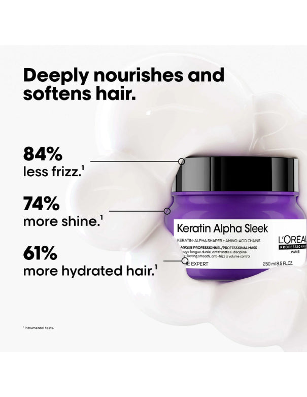 L'Oreal Keratin Alpha Sleek Masque Anti-Frisottis pour Cheveux - 250ml