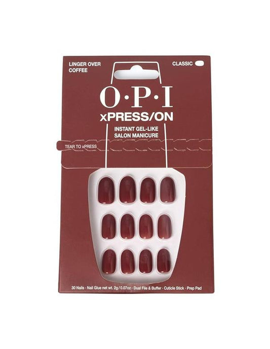 Ongles courts OPI xPRESS-ON : un café à la main