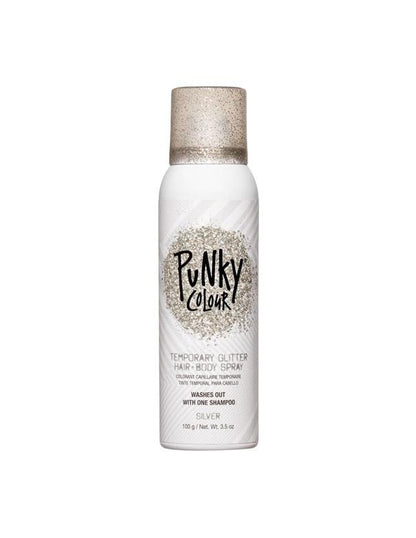 Spray pailleté temporaire pour cheveux et corps Punky Colour Argenté - 100 g