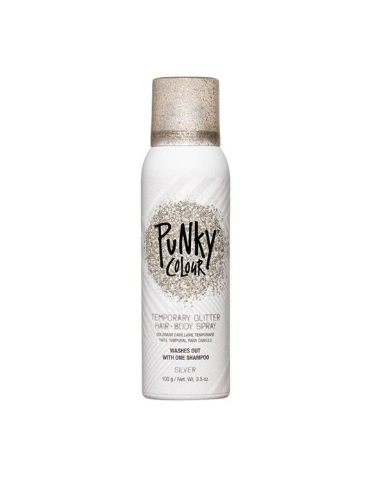 Spray pailleté temporaire pour cheveux et corps Punky Colour Argenté - 100 g
